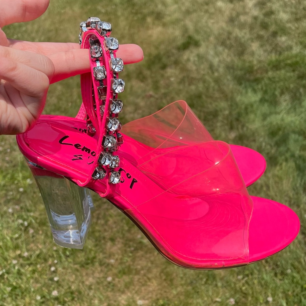 RARE Lemon Drop by Privileged Gemstone Hot Pink Clear High Heels